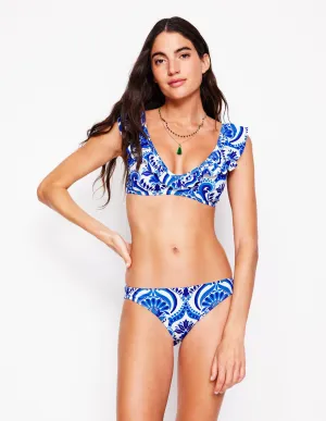 Waterfront Leisure Antimicrobial Treatment Classic Bikini Bottoms-Blue, Ornamental Floral