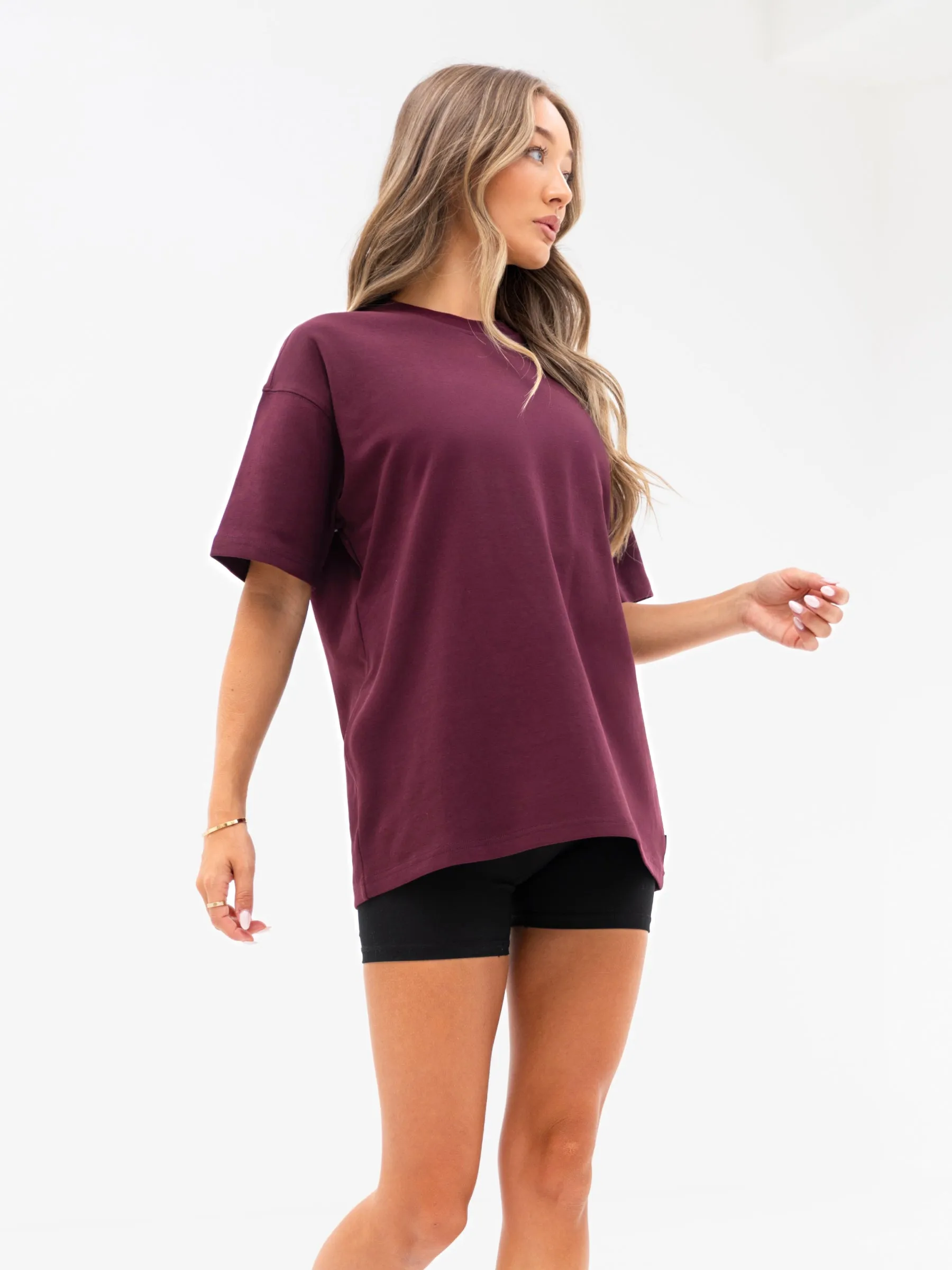 Cozy Comfort Look Isabel Oversized T-Shirt - Dark Burgundy