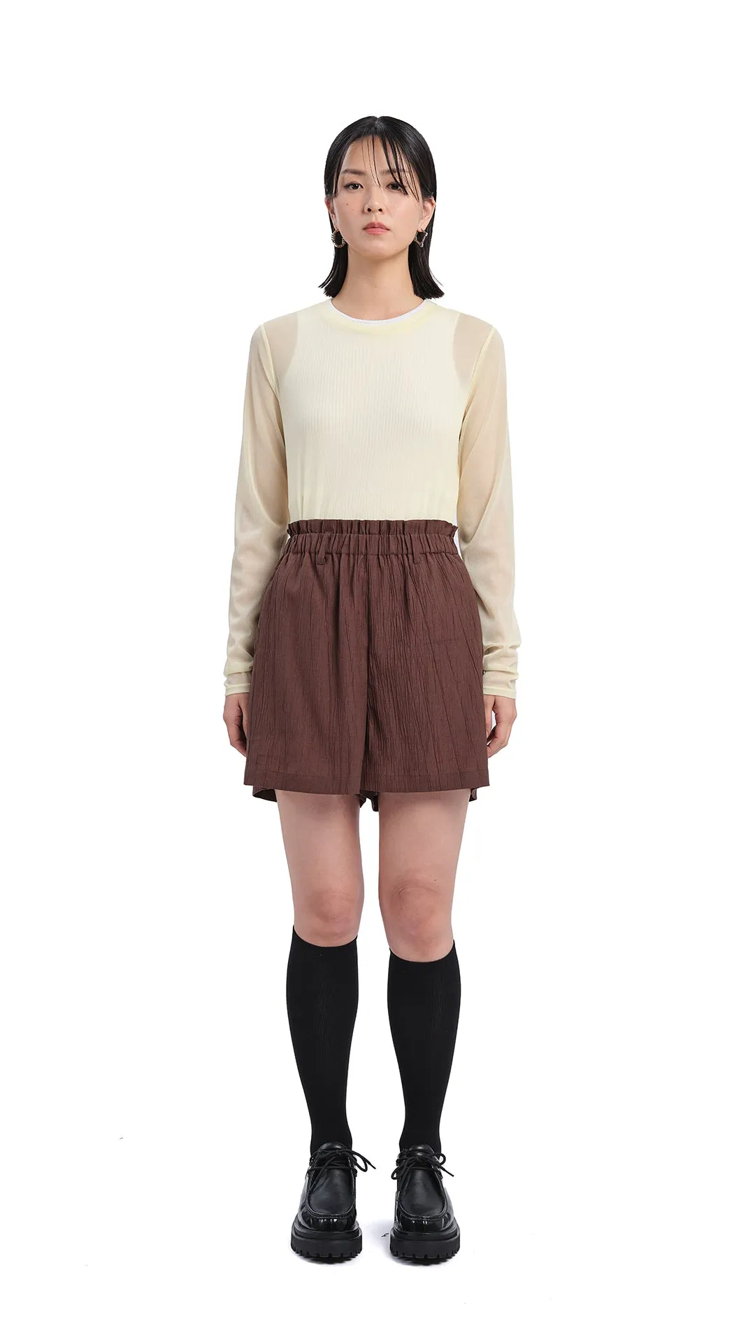 Breathable knit Creased Shorts