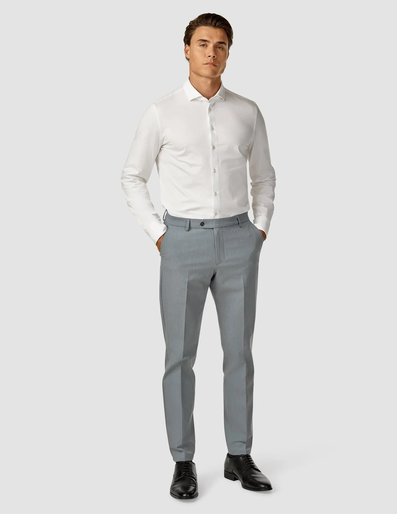Softened Hem Easy Travel Essential Suit Pants Regular Light Blue Melange
