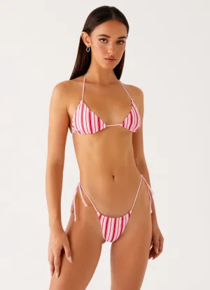 Jaspa Bikini Top - Pink Stripe Quick Release Buckle Closure