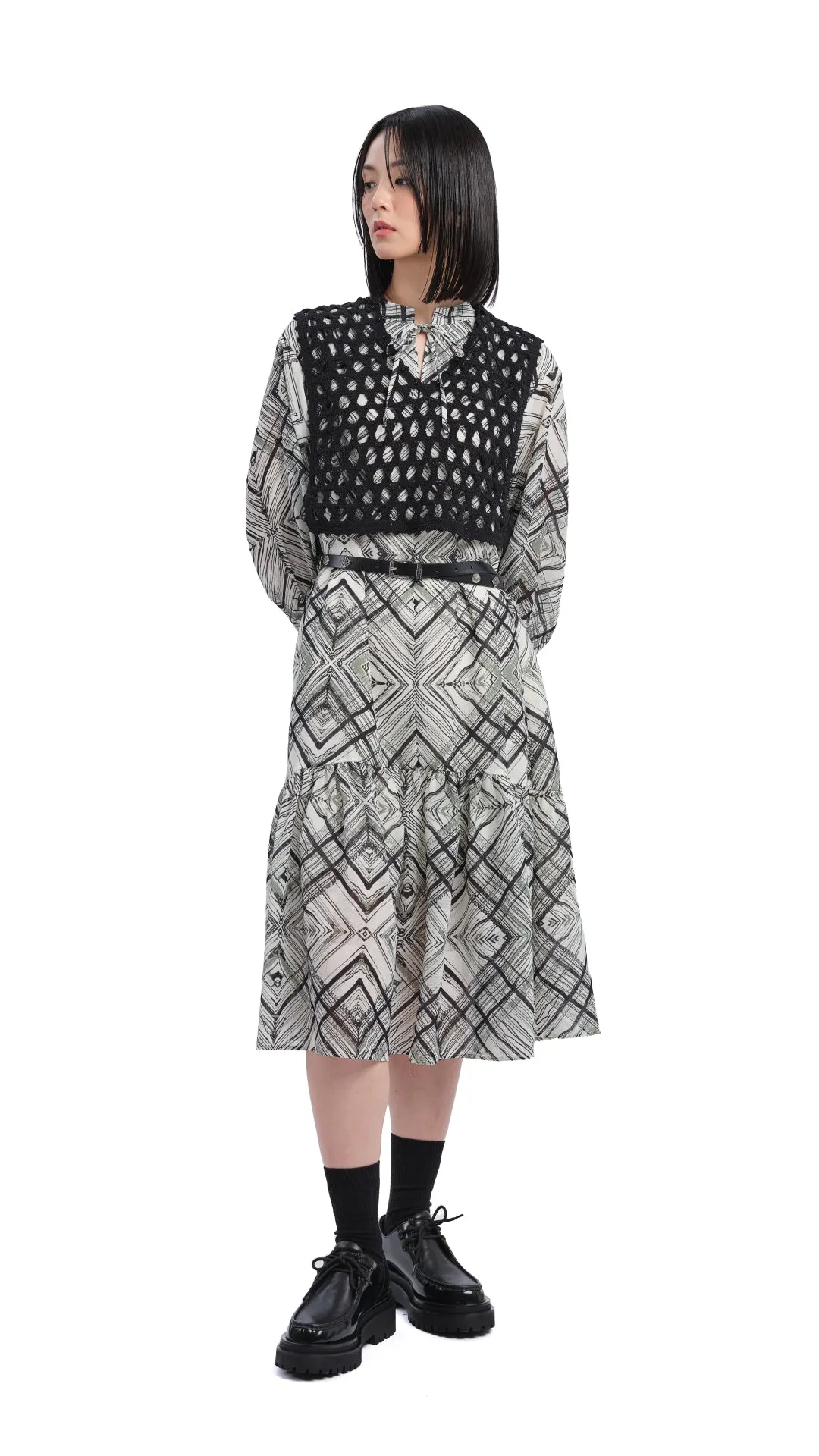 AbrasionResistantThread Global Edge Handcrafted Checker Printed Shirt Dress