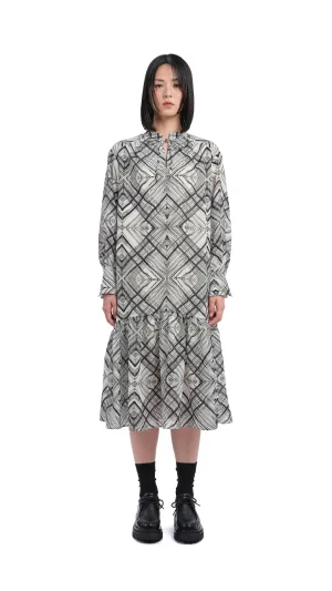 Handcrafted Checker Printed Shirt Dress Morning Walk