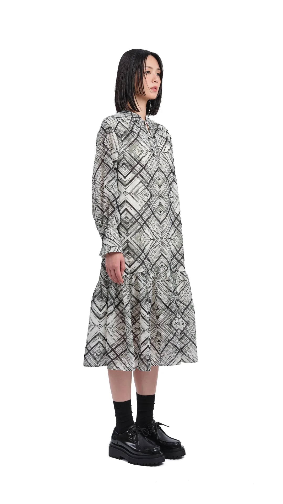 Handcrafted Checker Printed Shirt Dress StretchFit Dense Fit