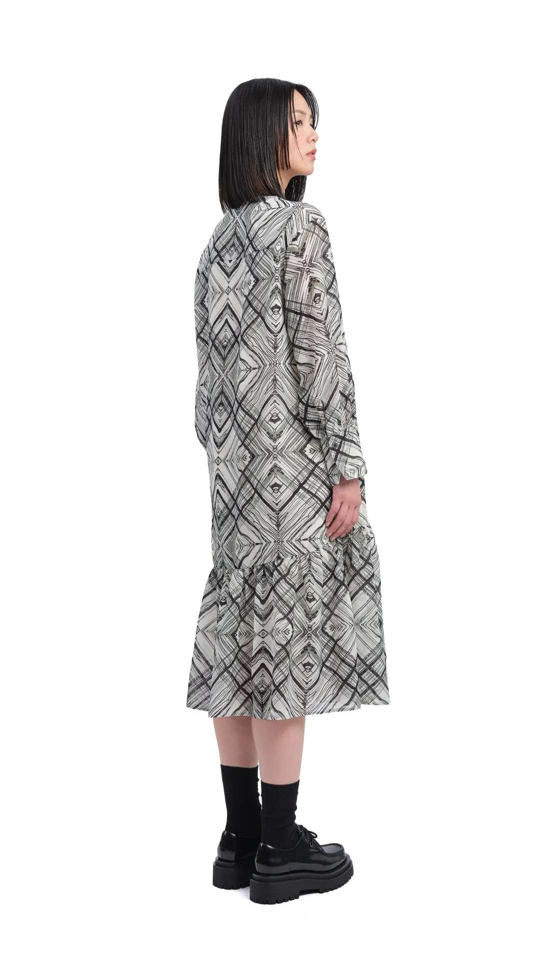 Breath Skin Handcrafted Checker Printed Shirt Dress
