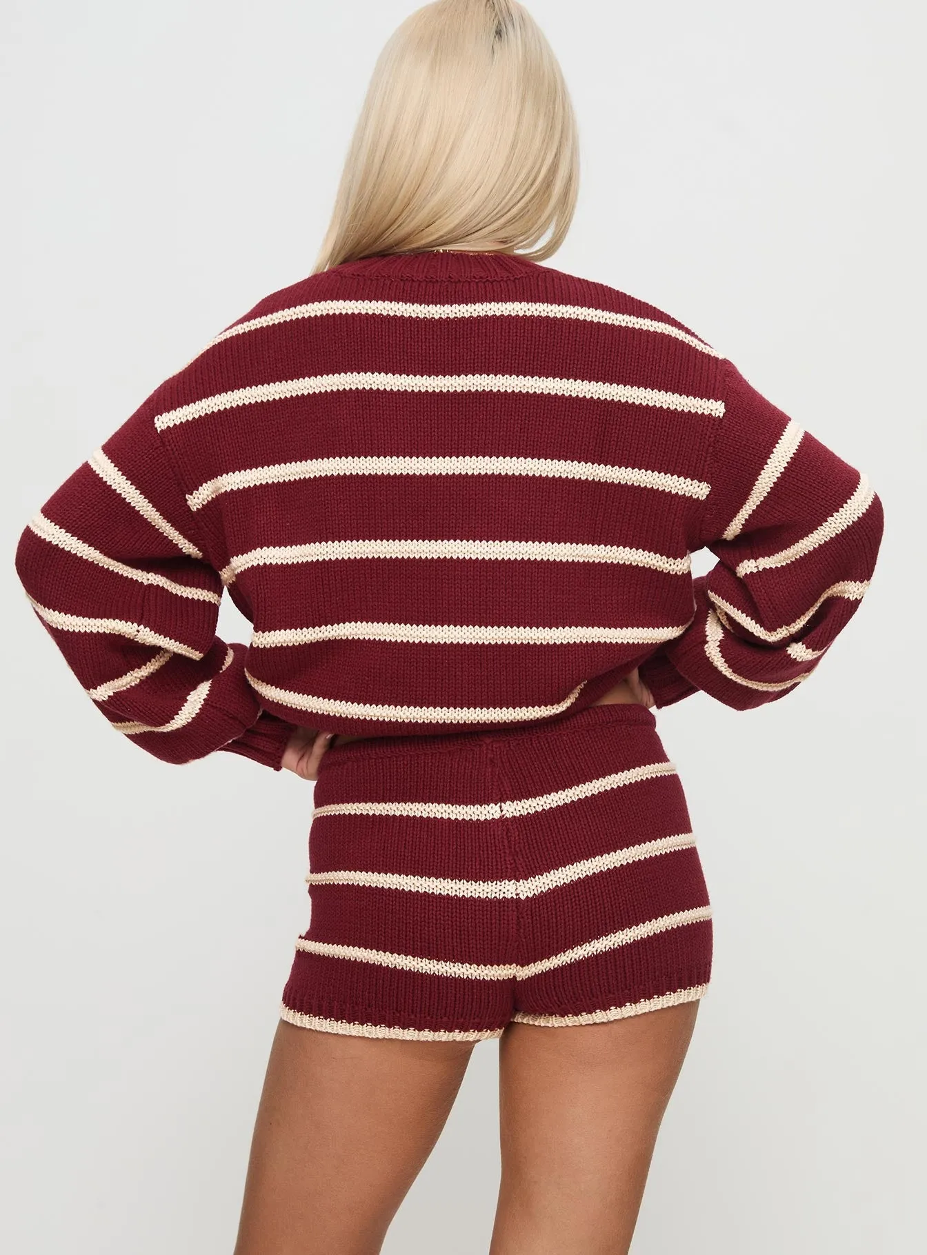 Champion Glow Love Core Read Your Mind Knit Short Maroon Stripe