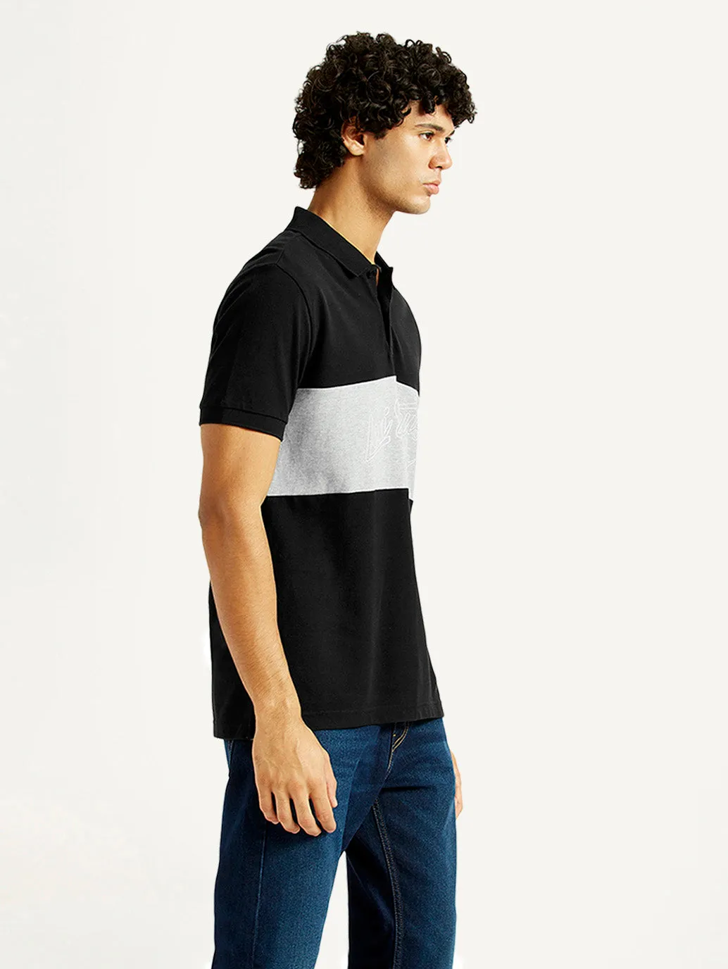 Men's Pure Cotton Slim Fit Polo T-shirt Adaptive Torso Contouring Yarn Dyed Collar