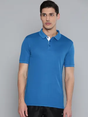 Alcis Men Solid Blue Polo Neck T Shirt Oversized Silhouette