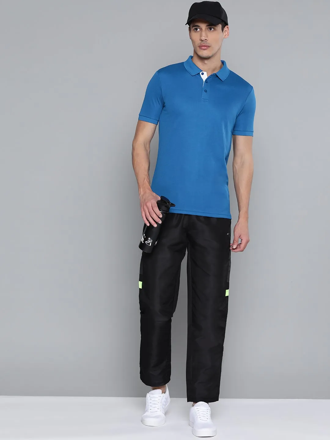 Ventilated Side Gussets Alcis Men Solid Blue Polo Neck T Shirt