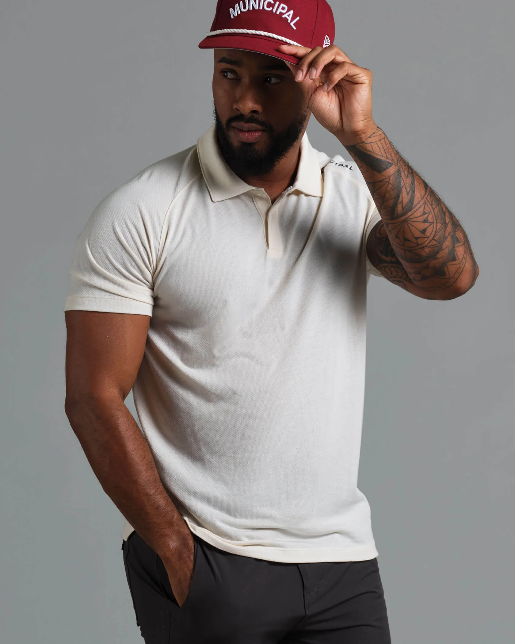 Streetwear Edge FourButton Placket Sport Tech Polo