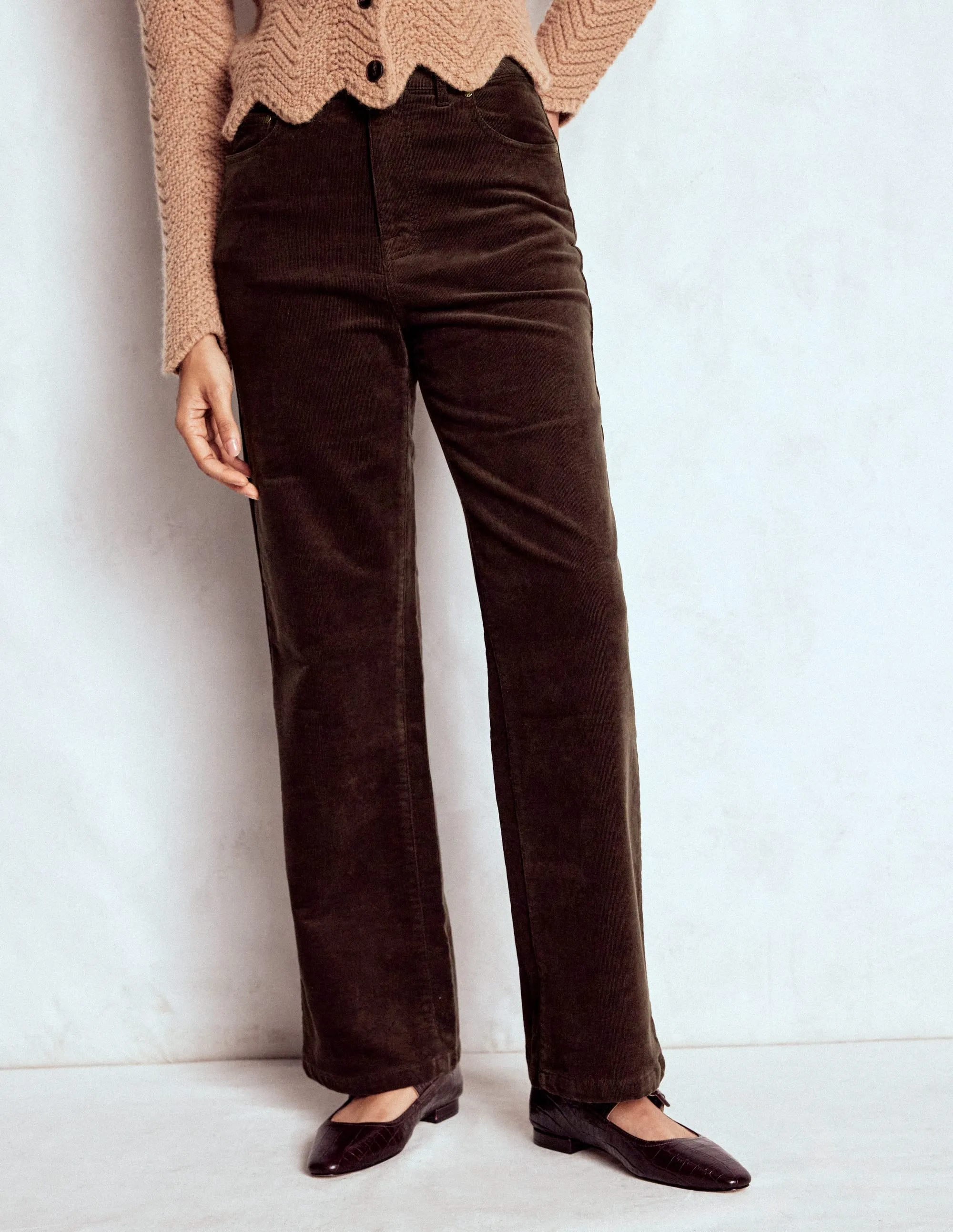 5-Pocket Cord Column Jeans-Espresso Customizable Hem Options