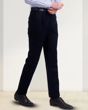 Work Friendly Pleated Vitale Barberis Canonico Dark Navy Flannel Pant