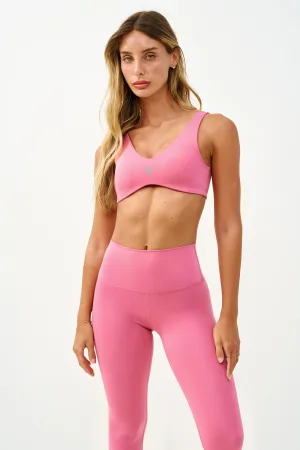 SPORTS BRA FRONT WAVE - Pink Mock neck seams