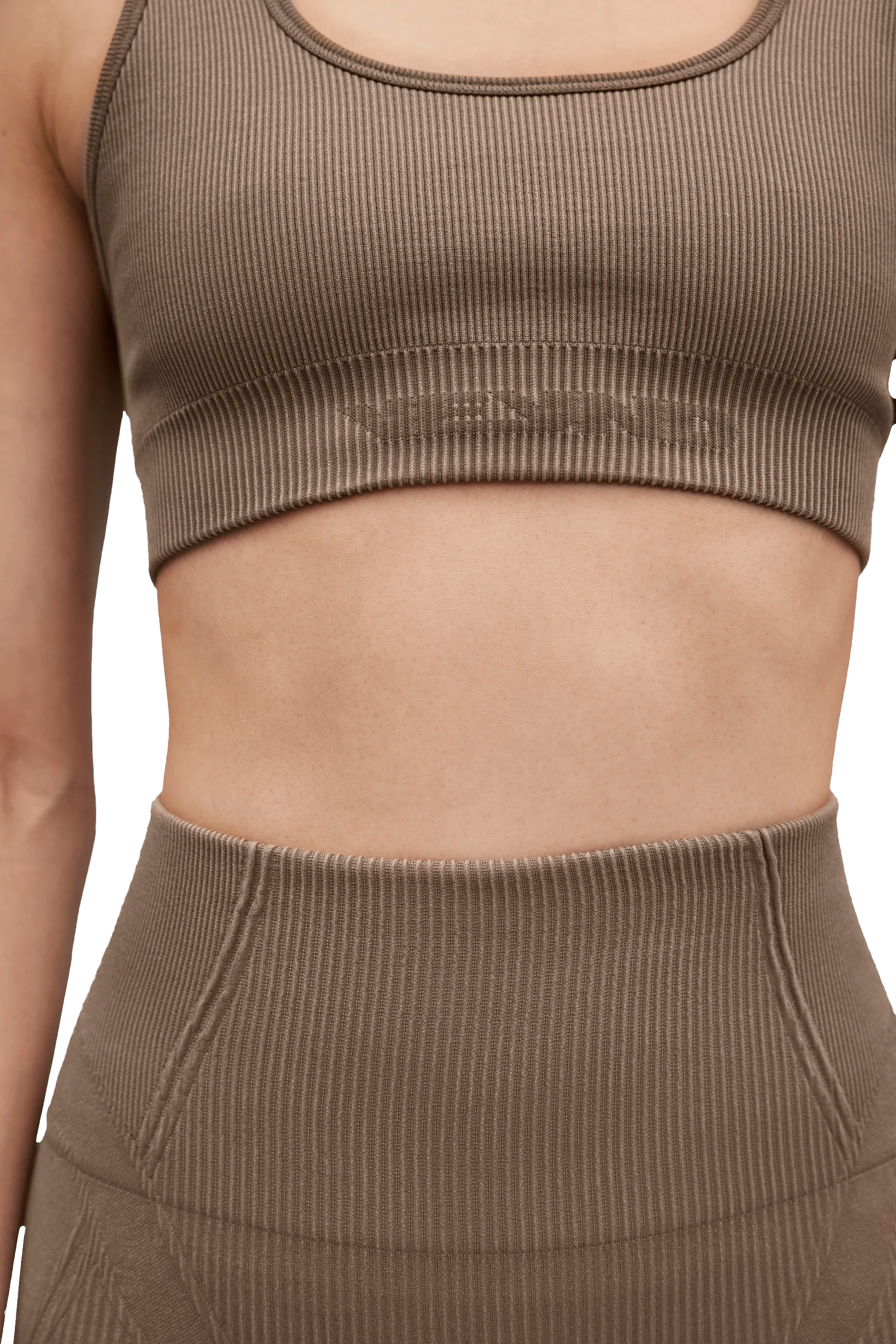 Breathable mesh panel SPORTS BRA SEAMLESS - Tan Vintage