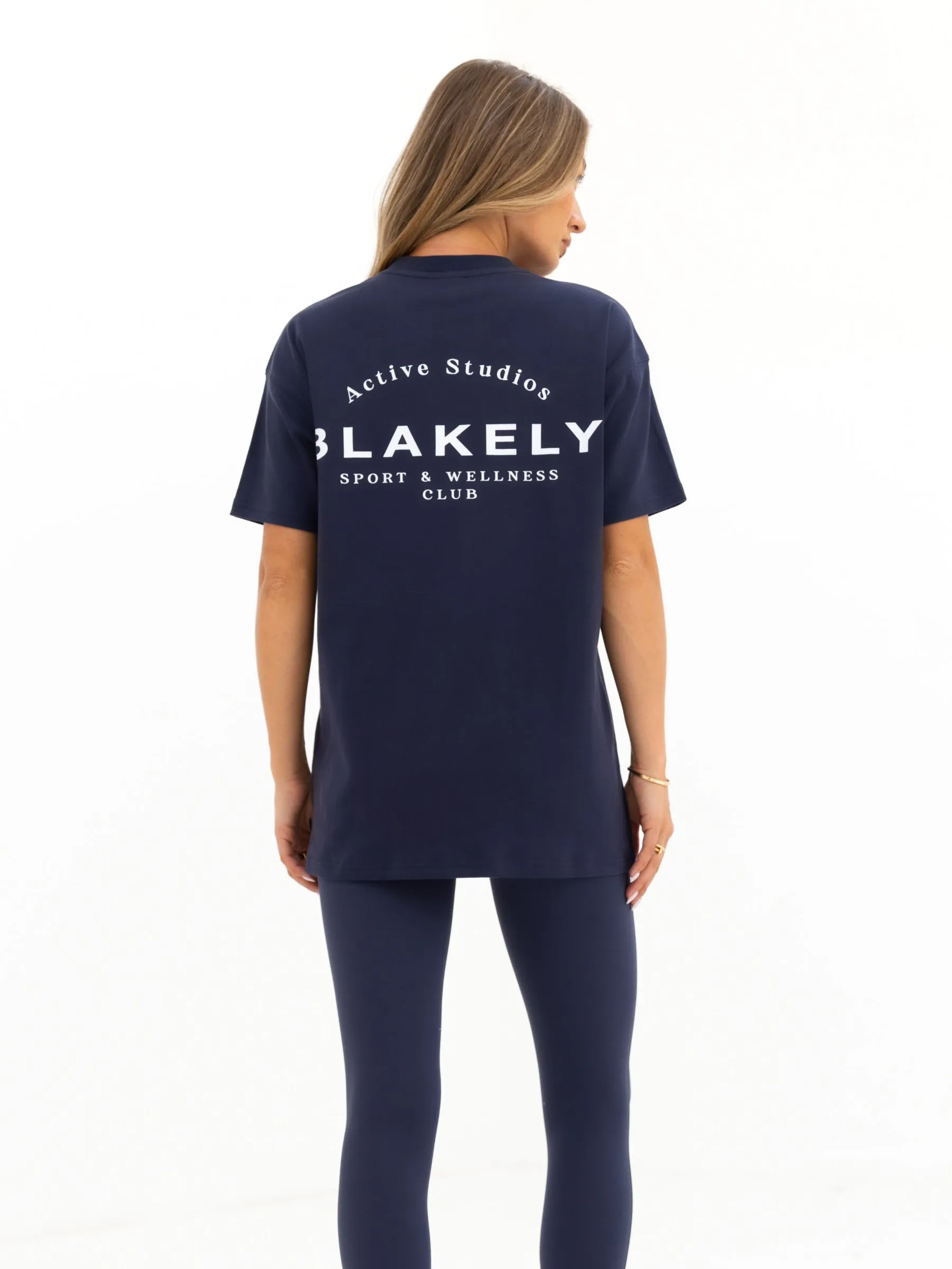 soft fit Curved Active Studios Oversized T-Shirt - True Navy