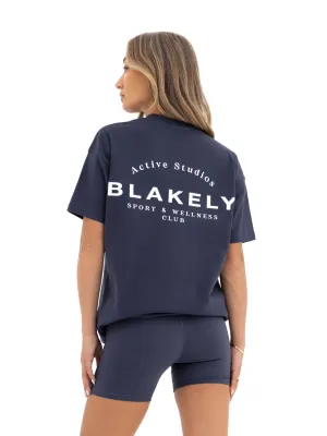 Modern Twist Curved Active Studios Oversized T-Shirt - True Navy