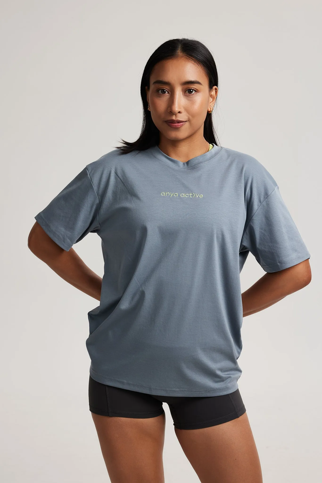 Sustainable Packaging Wide Neck Opening Oversized Tee (Contrast Logo) in Relaxed