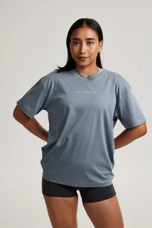 Sustainable Packaging Wide Neck Opening Oversized Tee (Contrast Logo) in Relaxed