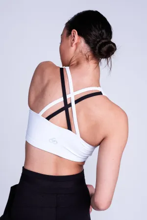 Sports Bra in White Low Profile Padding Wireless Smooth Band