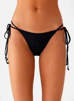 Jaiya Tie Bikini Bottom - Black Coastal Vacation Stay-Put