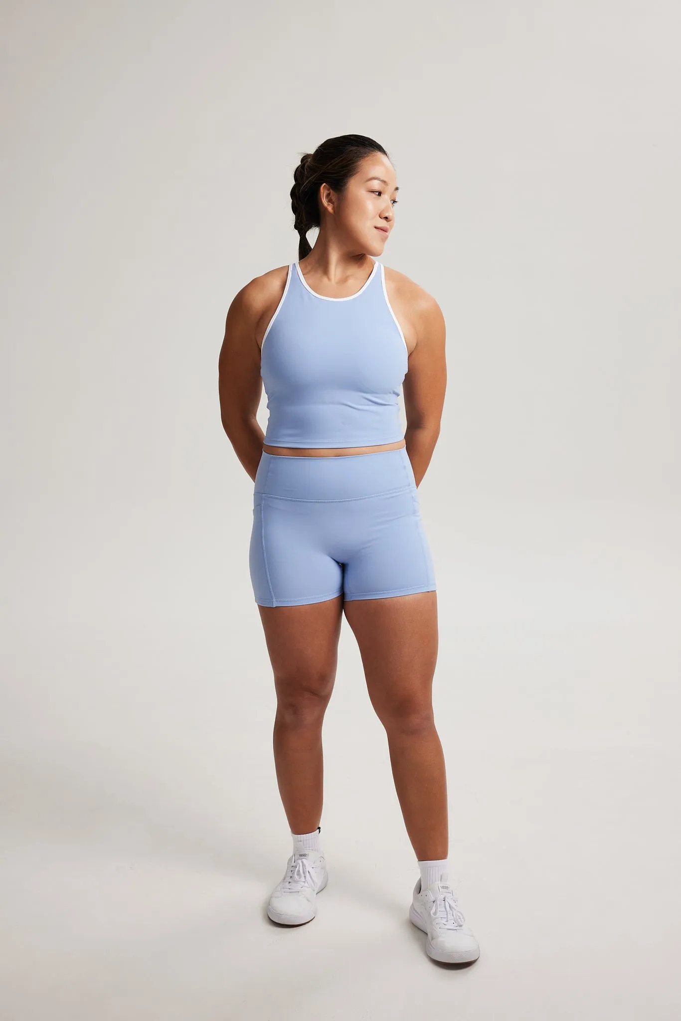 Drawstring closure seams Non-Irritating Edges Classic Crop (Contrast) in Moment