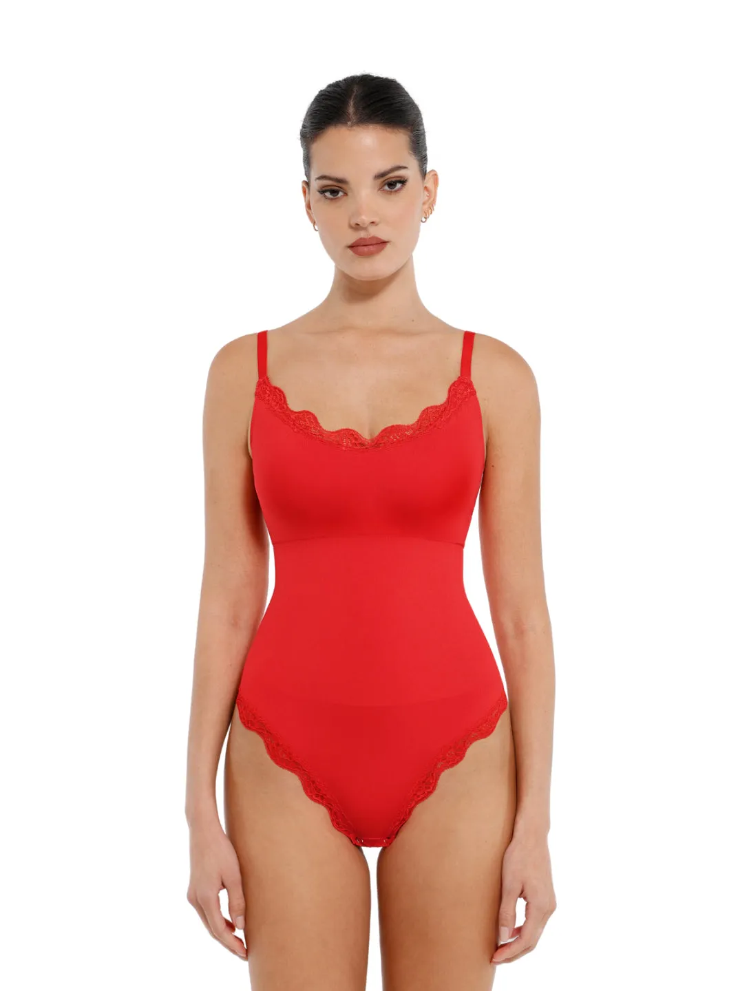 Seamless Laced Thong Bodysuit Comfy Relax