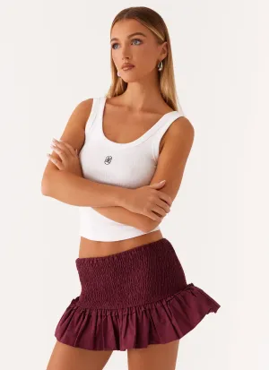 Polished Layer Elegant Wearable Darlee Shirred Mini Skirt - Mulberry
