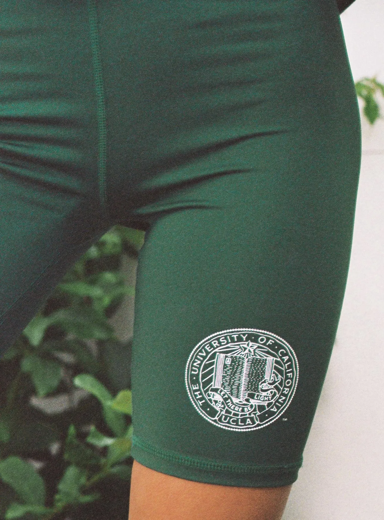 UCLA Bike Shorts Green elastic waistband