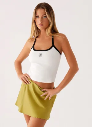 Teagan Satin Mini Skirt - Green Crisp Finish