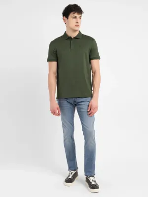Contrast Trim Detail Men's Redloop Solid Slim Fit Polo T-shirt