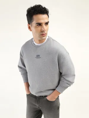 College Outfit Men's Solid Grey Crew Neck Sweatshirt