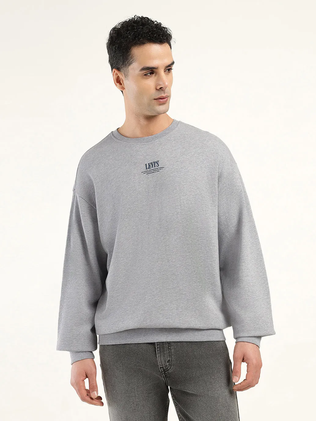 Street Inspired Beachwear Men's Solid Grey Crew Neck Sweatshirt