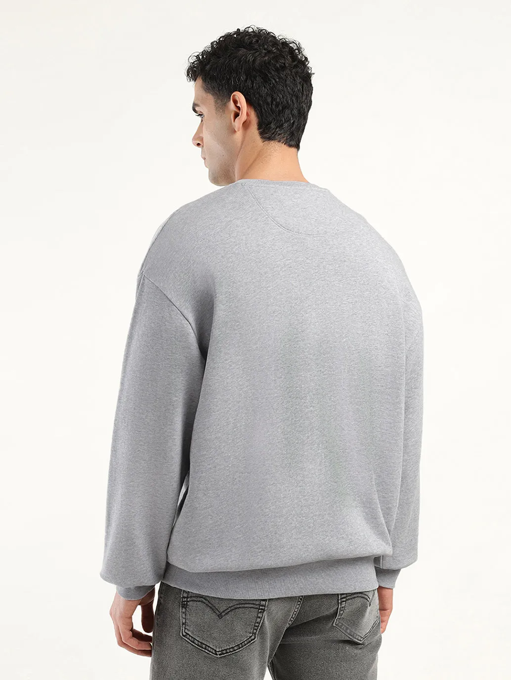 City Sense Men's Solid Grey Crew Neck Sweatshirt