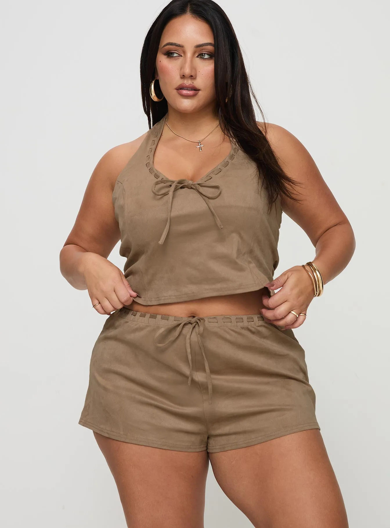 Tech Mood Eternal Youth Faux Suede Short Taupe Curve