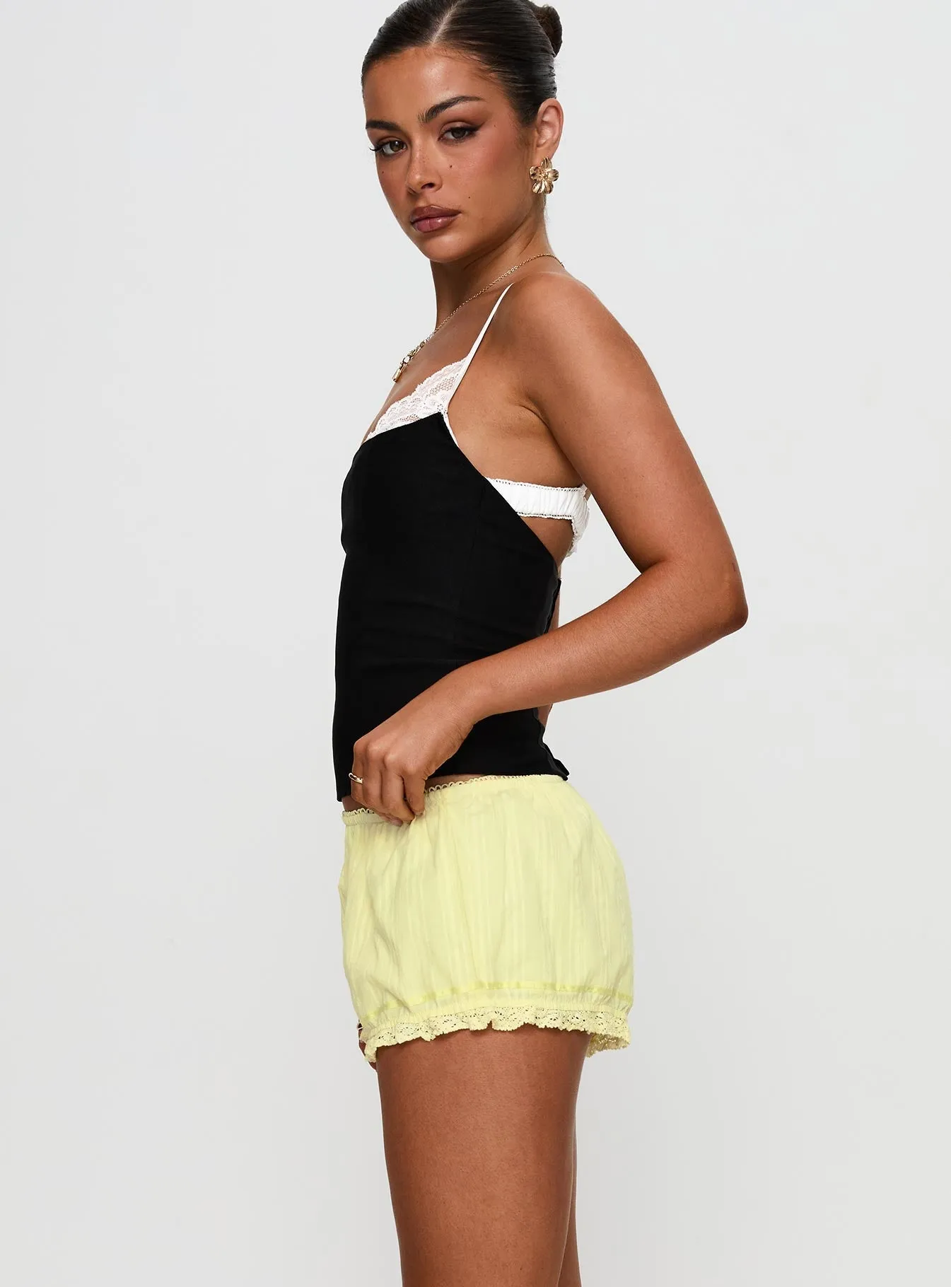 Peace Glow Rhubarb Lace Shorts Lemon Yellow