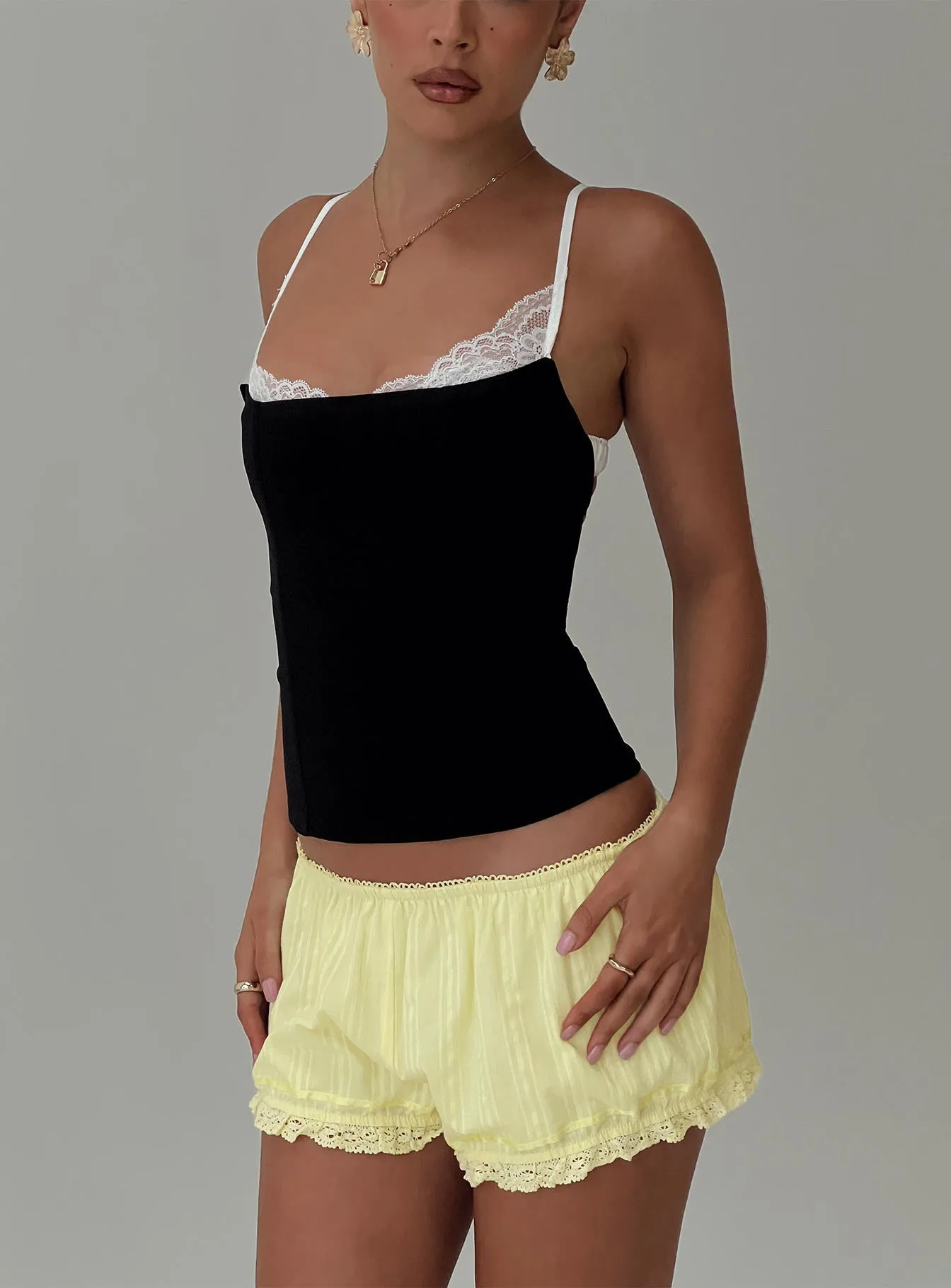 ChafeFree Design Rhubarb Lace Shorts Lemon Yellow