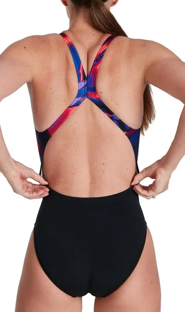 Speedo Placement Digital Powerback Womens Swimsuit - Black Latest Trend