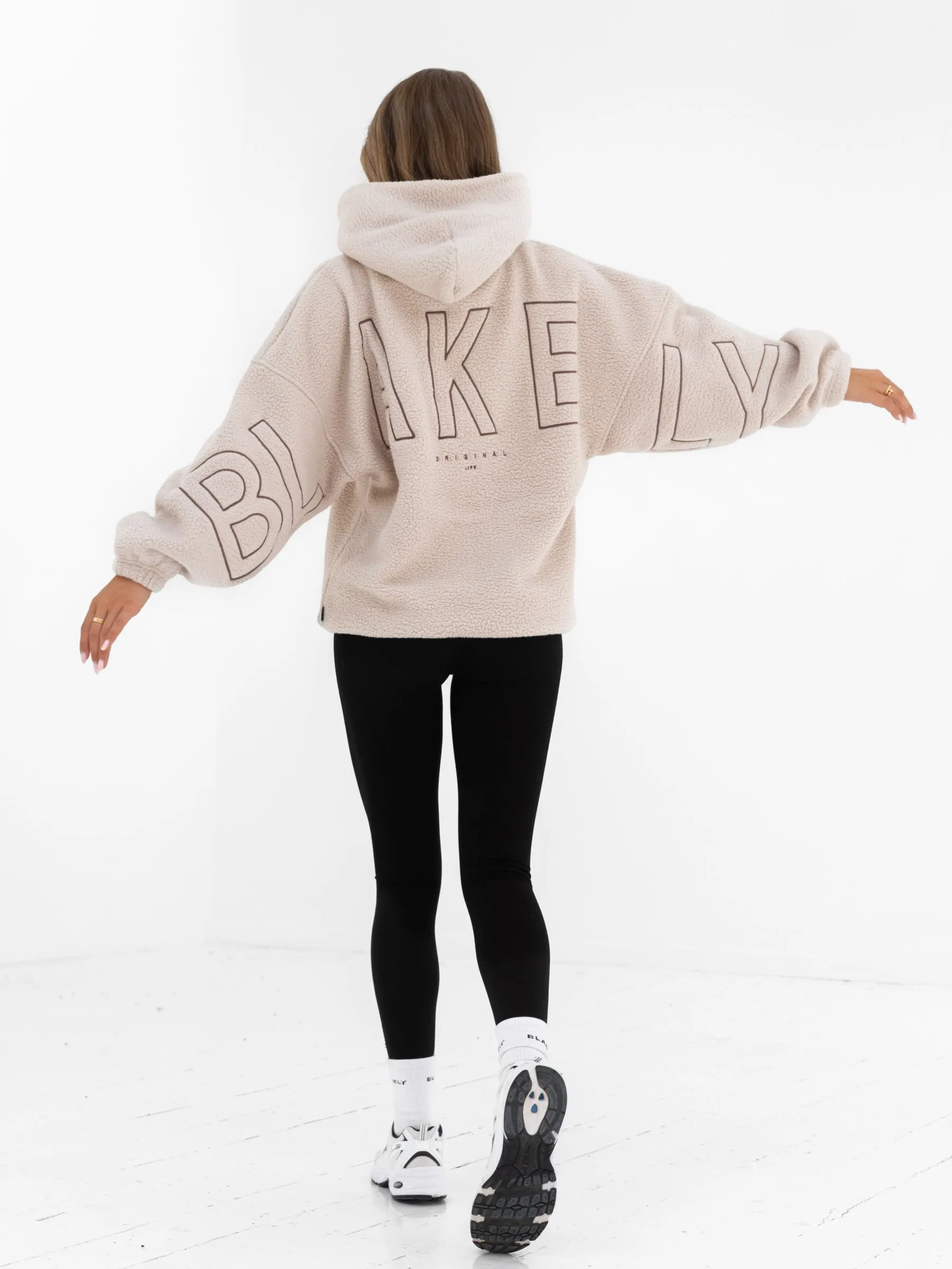 Borg Isabel Oversized Hoodie - Tan Four Way Stretch