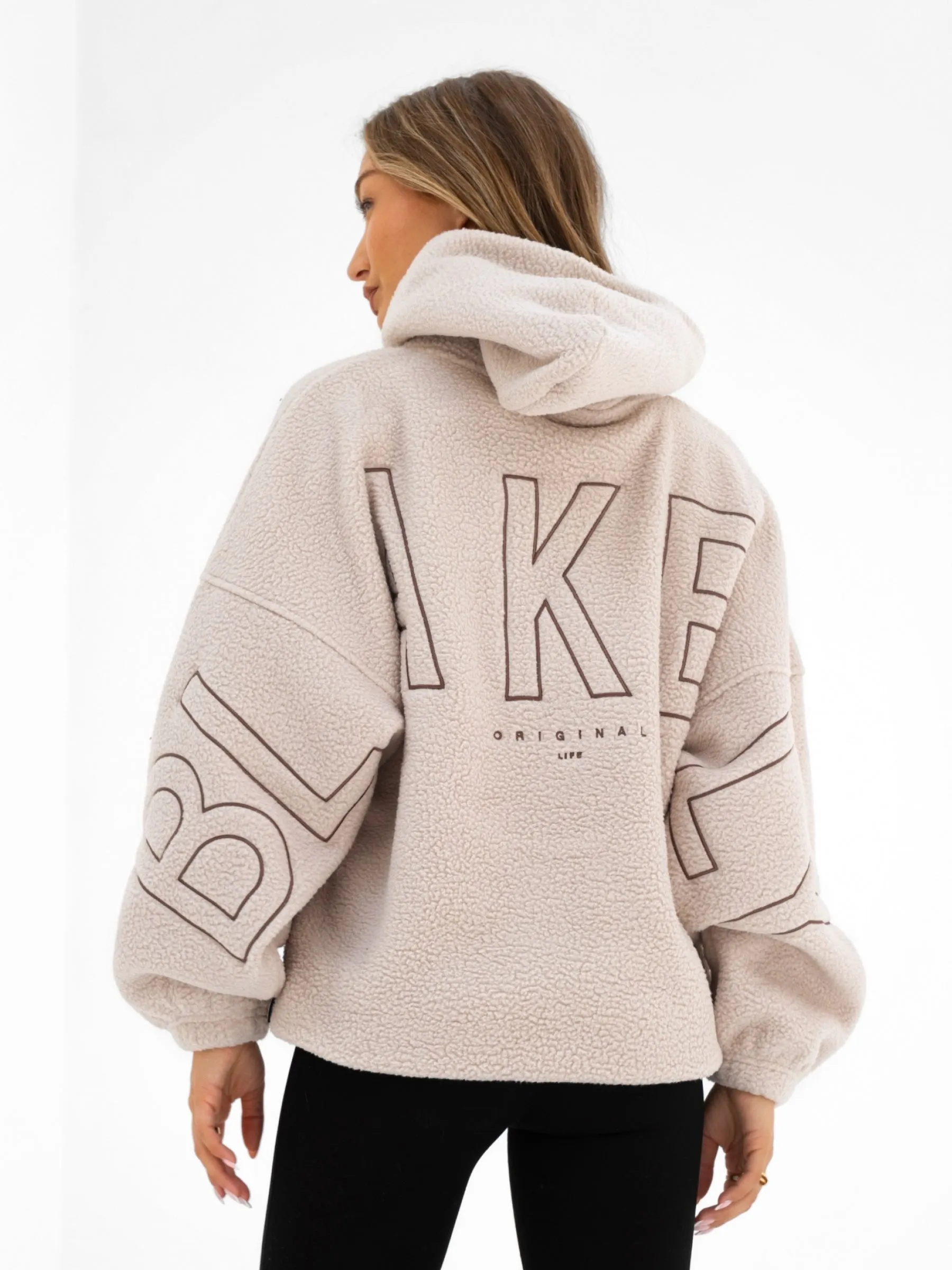Premium Feel Soft Texture Borg Isabel Oversized Hoodie - Tan