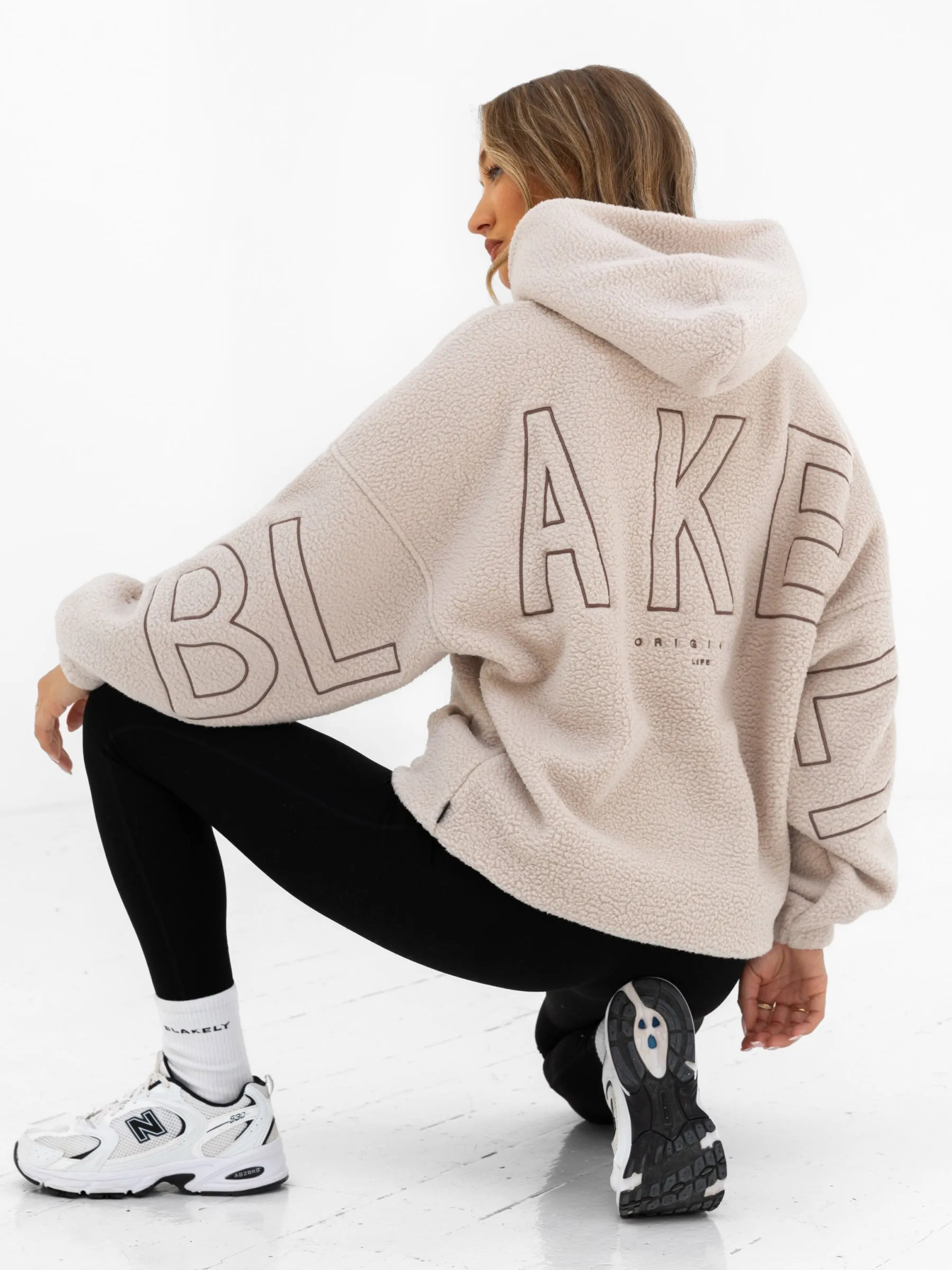 Triple Stitched Seams Steampunk style Borg Isabel Oversized Hoodie - Tan