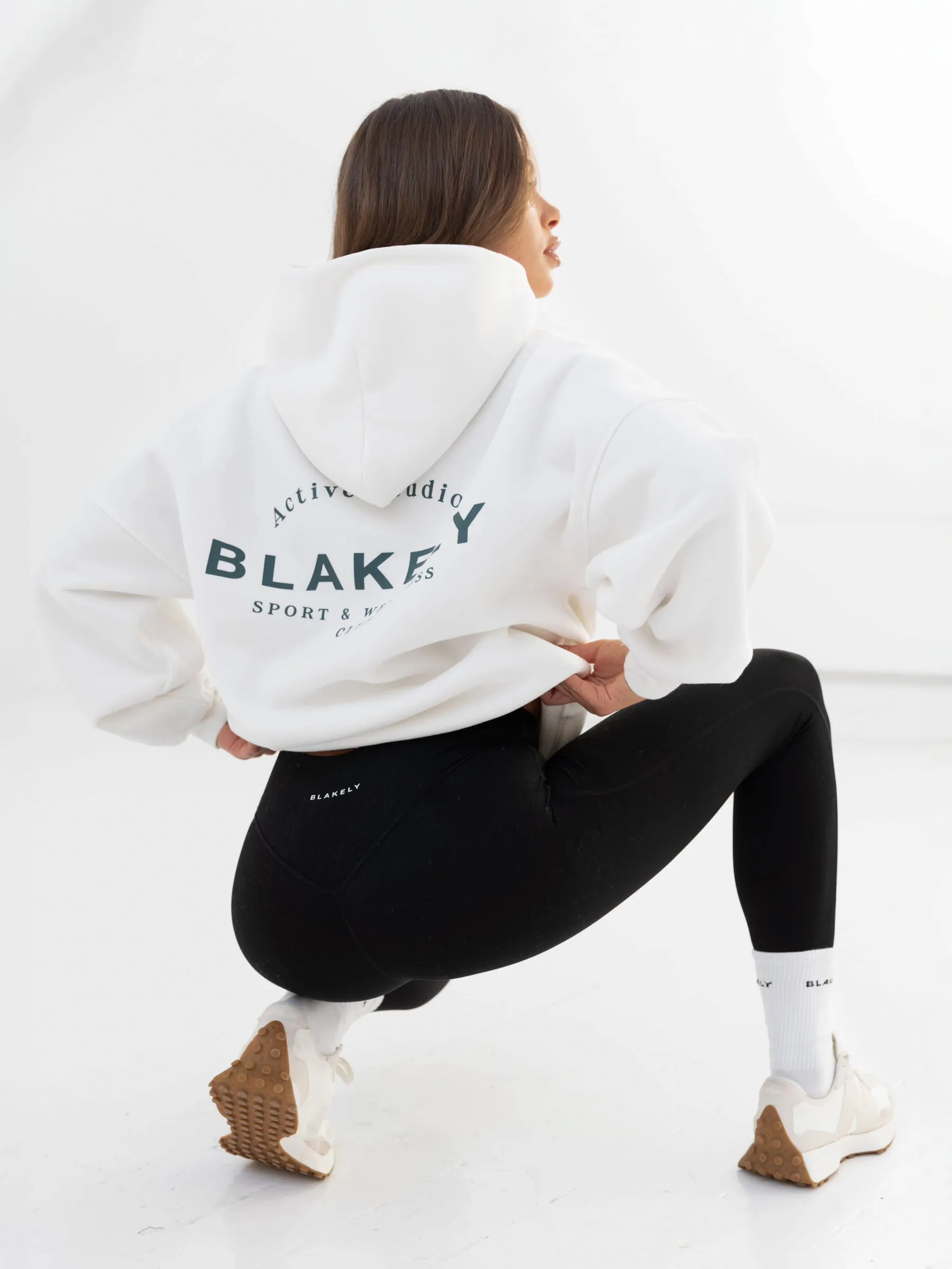 Active Studios Oversized Hoodie - Flat White & Teal Green youth choice Celebrity Worn