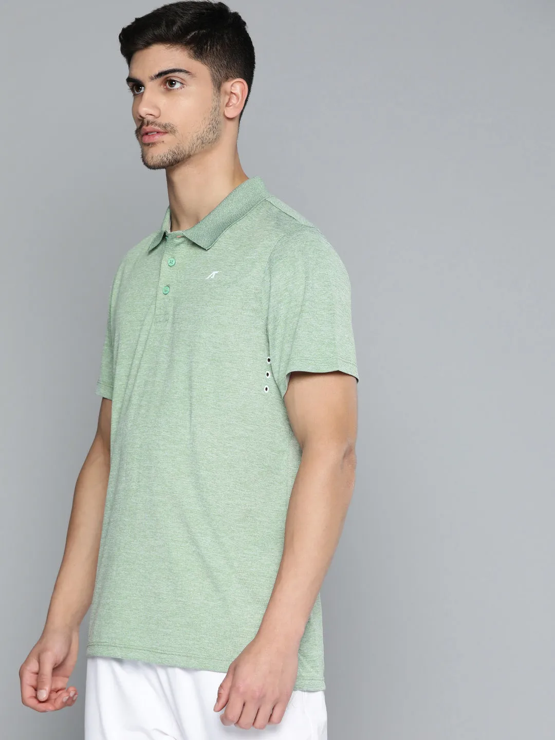Alcis Men Polo Collar Anti Static Slim Fit Sports T-shirt Button-Down Collar EasyCare Textile