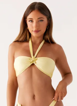 Starfish Halter Bikini Top - Yellow Tension Dispersing Design Durable Closure