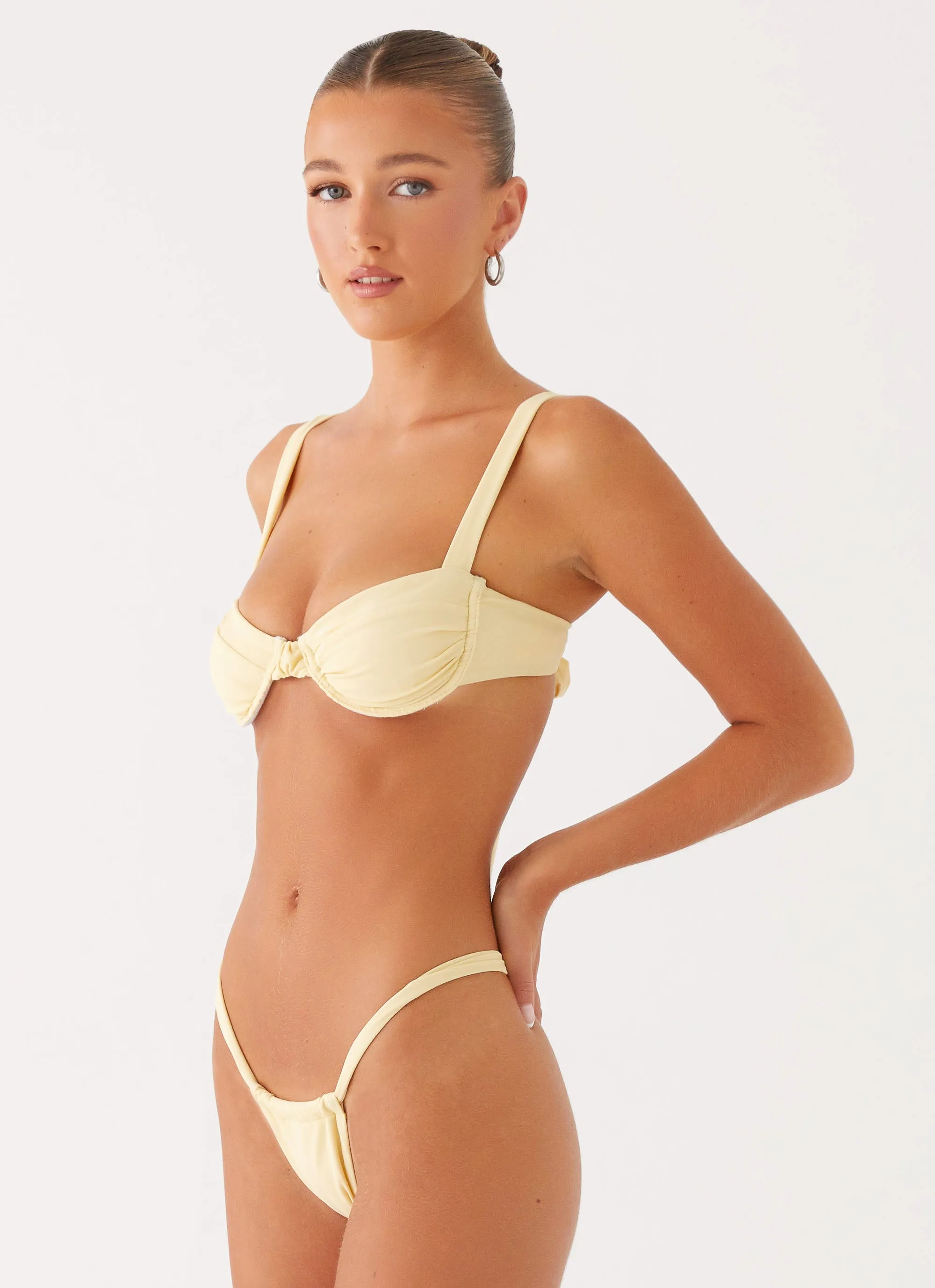 Recycled Material Year-Round Airlie Scrunch Bikini Bottoms - Yellow