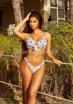 Cherry Blossom Bikini Set Abdominal Compression Zone Recycled Nylon Construction