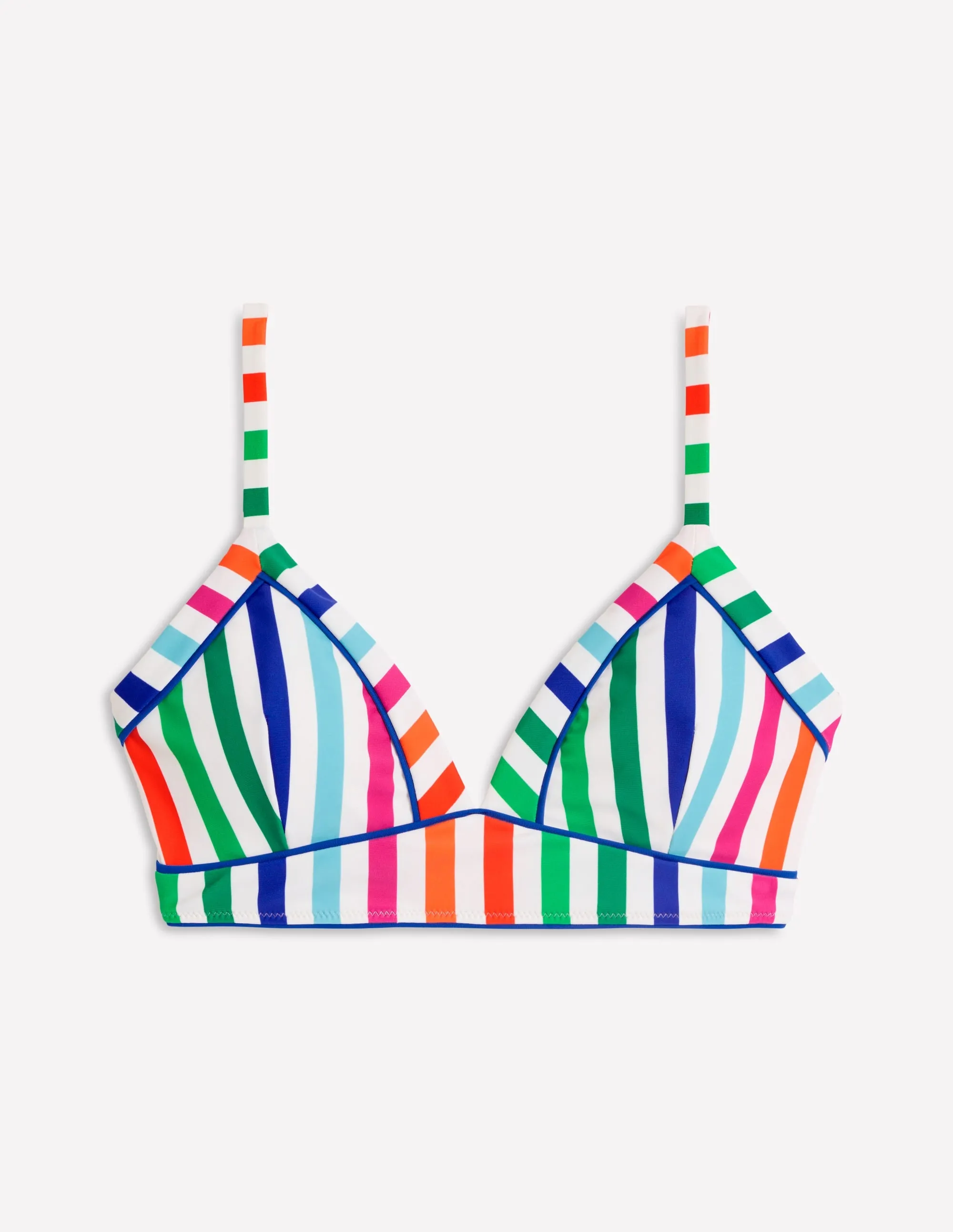 Kasos String V Neck Bikini Top-Multi Stripe Poolside Lounge Coastal-Style