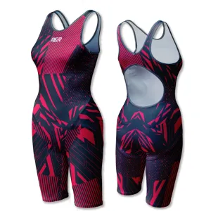 PrismFlow Women's Open Back Kneeskin Tech Suit Swimsuit High-Neck