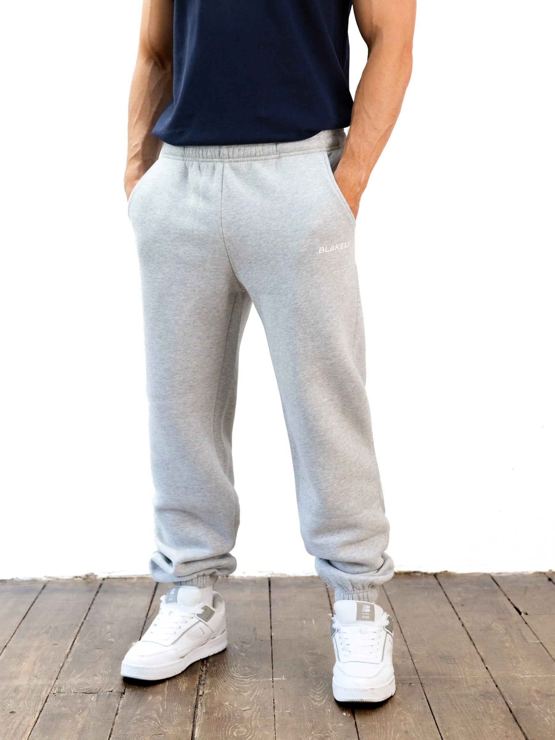 Italic Relaxed Sweatpants - Marl Grey Fade Resistant Dye Relaxed Wear
