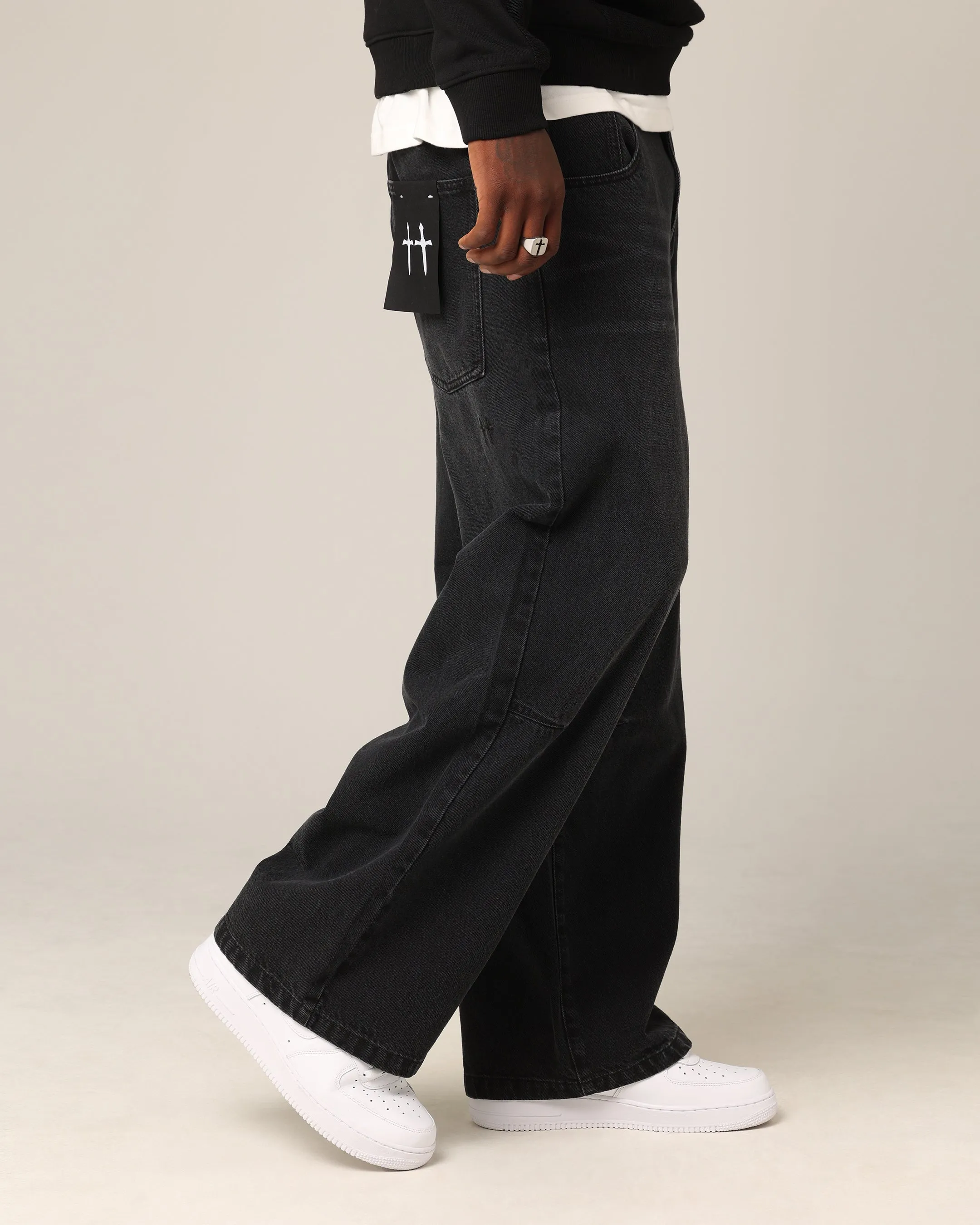 No Fuss Fit Lifestyle Choice Saint Morta Amplus Jeans Black Shadow