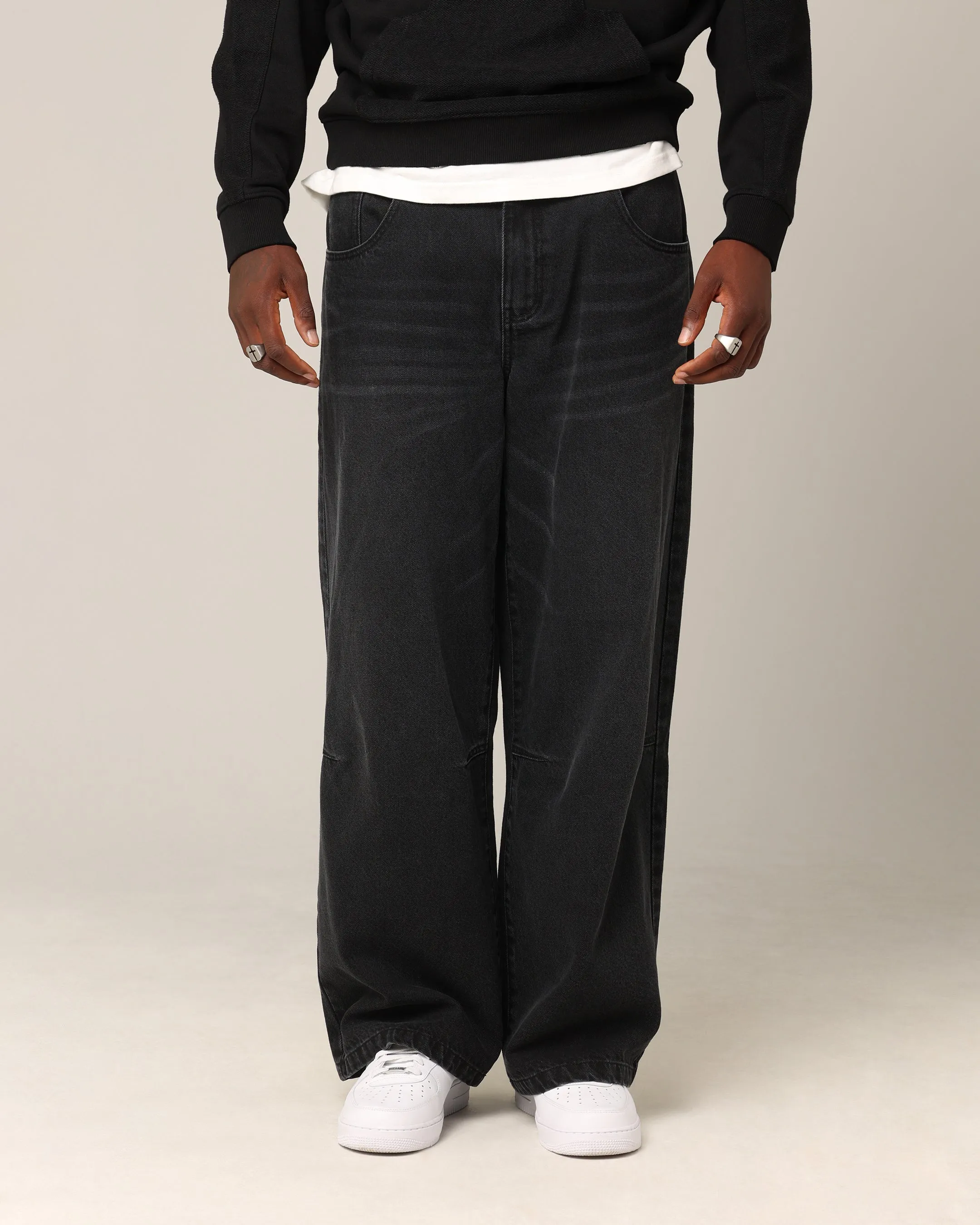 Stretch Minimalist Saint Morta Amplus Jeans Black Shadow
